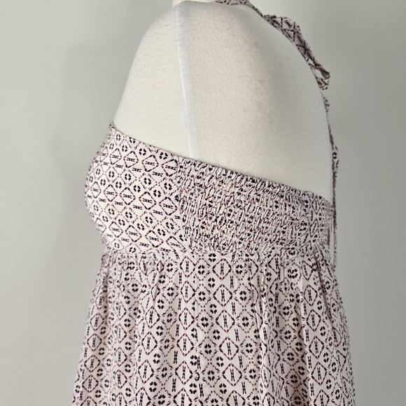 Madewell Silk Convertible Straps Dress Echo Grid Smocked Halter Neck Size 6 - Picture 8 of 15